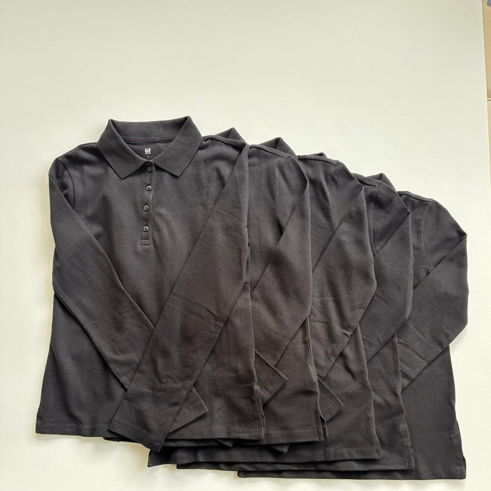 Gap Kids Uniform Stretch Pique Polo Shirt Lot of 5 Kids Size 8 Black NWT